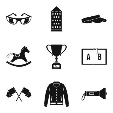 Atlı spor Icons set, basit tarzı