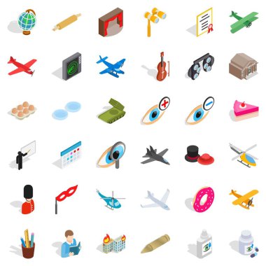 Arazilerin Icons set, izometrik stili
