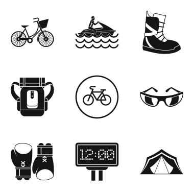 Spor hafta sonu Icons set, basit tarzı