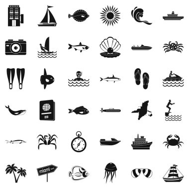 Oceanic Icons set, basit tarzı