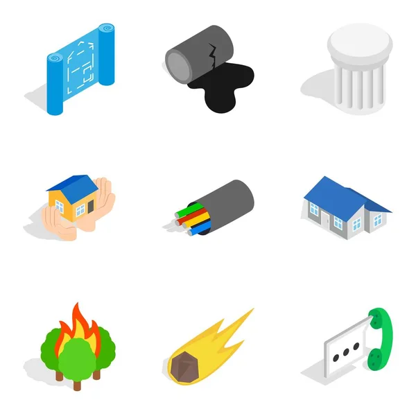 Casing icons set, isometric style — Stock Vector