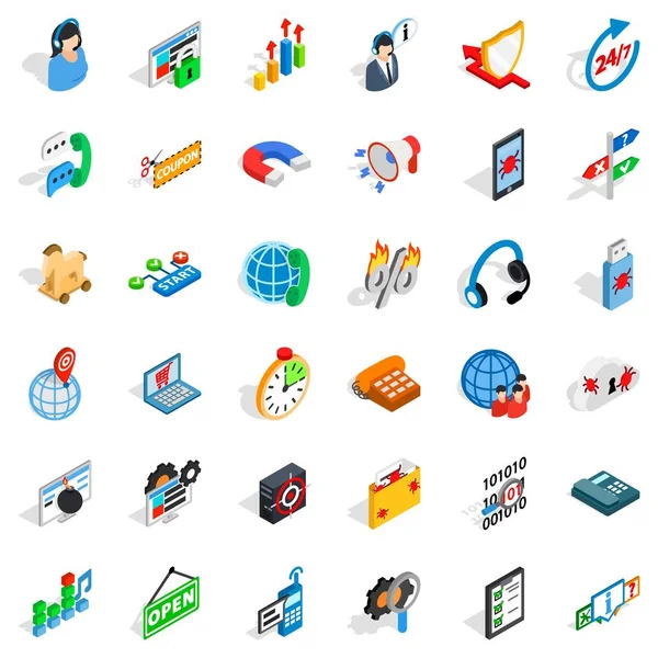 Slimme netto iconen set, isometrische stijl — Stockvector