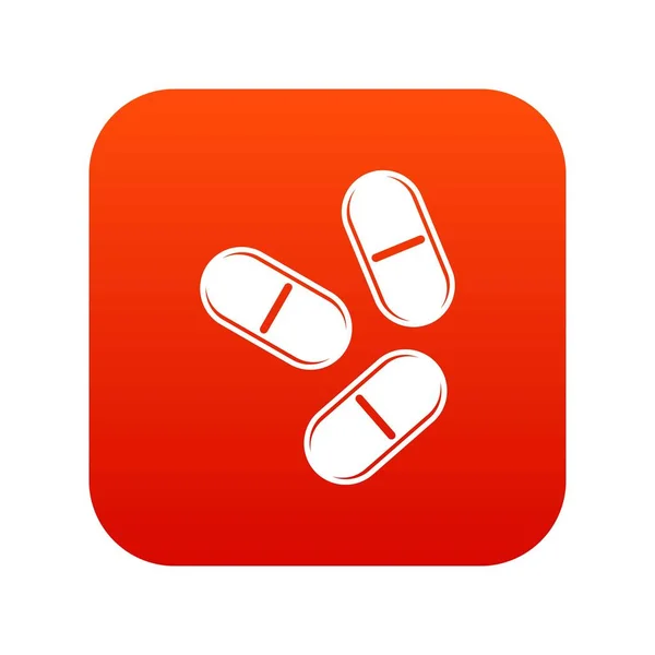 Three pills icon digital red — Stock Vector