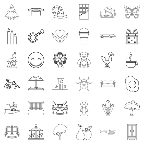 Sitter icons set, outline style — Stock Vector