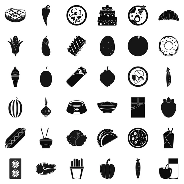 Conjunto de ícones de valor alimentar, estilo simples — Vetor de Stock