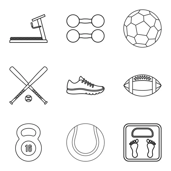 Sportieve iconen set, Kaderstijl — Stockvector