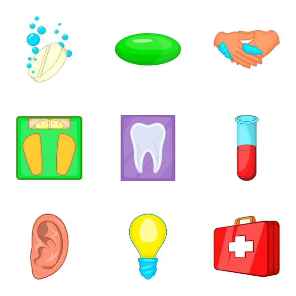 Conjunto de ícones de especialização médica, estilo cartoon —  Vetores de Stock