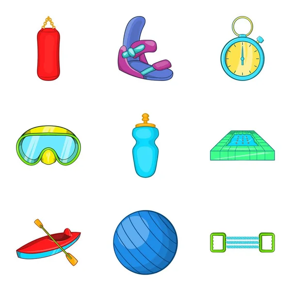 Conjunto de iconos de eventos deportivos, estilo de dibujos animados — Vector de stock