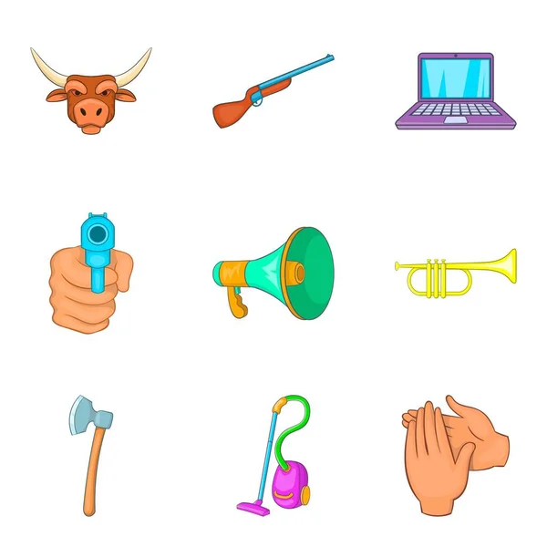 Audio noise icons set, cartoon style — Stock Vector