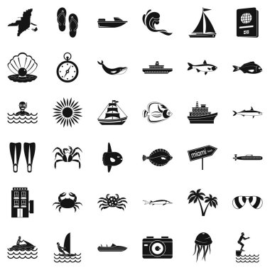 Oşinografik Icons set, basit tarzı