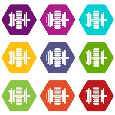 Renk altı yüzlü onarım şey Icon set