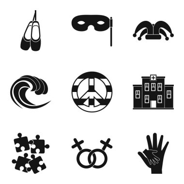 Bahar tatil Icons set, basit tarzı