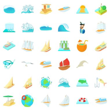 Serum fizyolojik Icons set, karikatür tarzı