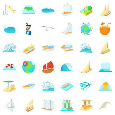 Su mineralize Icons set, karikatür tarzı