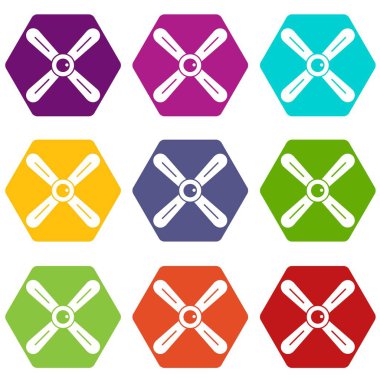 Renk altı yüzlü pervane Icon set