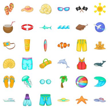 Aquatory Icons set, karikatür tarzı