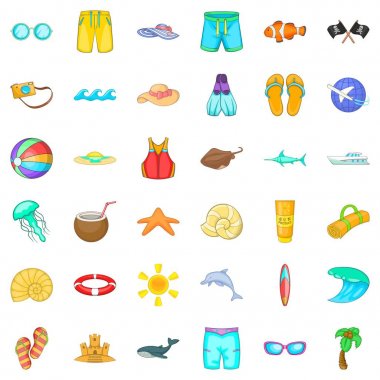 Deniz aqua Icons set, karikatür tarzı