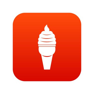 Dondurma waffle koni simgesi dijital kırmızı