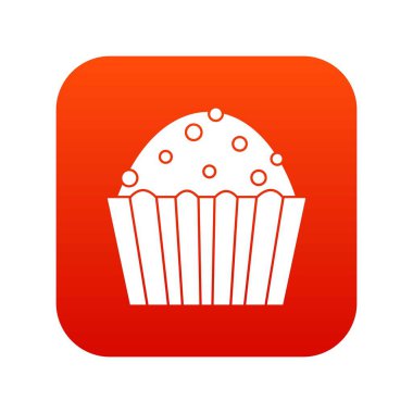 Küp kek simgesi dijital kırmızı