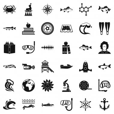 Mavi su Icons set, basit tarzı