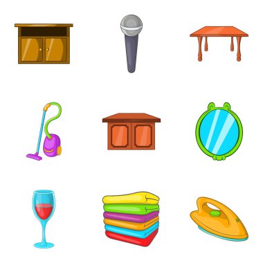 Kırsal manor Icons set, karikatür tarzı