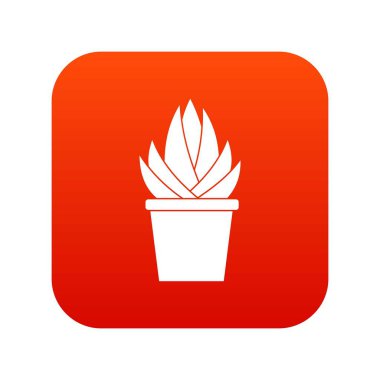 Aloe vera bitki simgesi dijital kırmızı