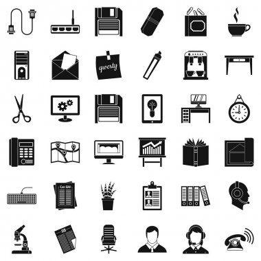 Ofis makineleri Icons set, basit tarzı