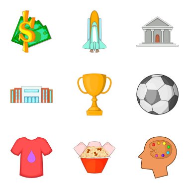Yeni öğrenci Icons set, karikatür tarzı