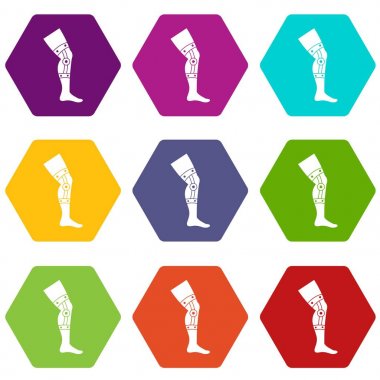 Renk altı yüzlü kuvvetli bandaj Icon set