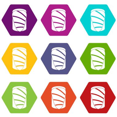 Renk altı yüzlü somon Icon set
