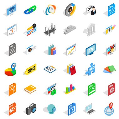 Dış Ticaret Örgütü Icons set, izometrik stili