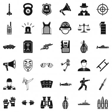 Polis memuru Icons set, basit tarzı