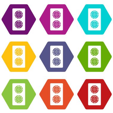 Simge kümesi renk altı yüzlü balık rulo