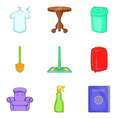 Lüks otel Icons set, karikatür tarzı