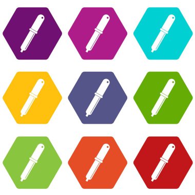Renk altı yüzlü renk seçici pipet Icon set