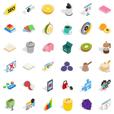 İstihdam Icons set, izometrik tarzı yer