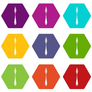Renk altı yüzlü kazıyıcı Icon set