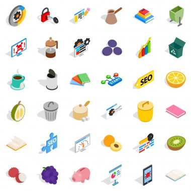 İşçi görev Icons set, izometrik stili