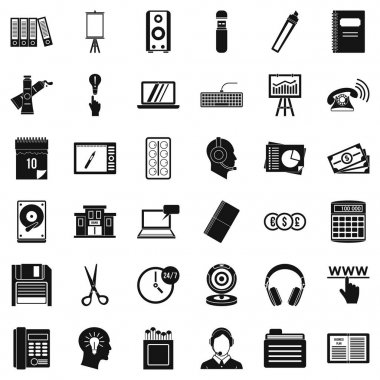 Büro iş Icons set, basit tarzı