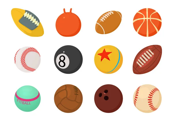 Bolas icono conjunto, estilo de dibujos animados — Vector de stock