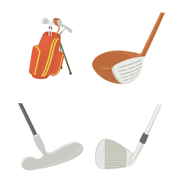 Golf stick ikon készlet, rajzfilm stílusú — Stock Vector