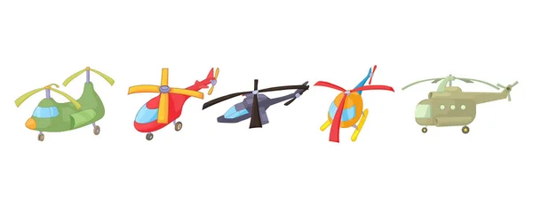 Conjunto de iconos de helicóptero, estilo de dibujos animados — Vector de stock