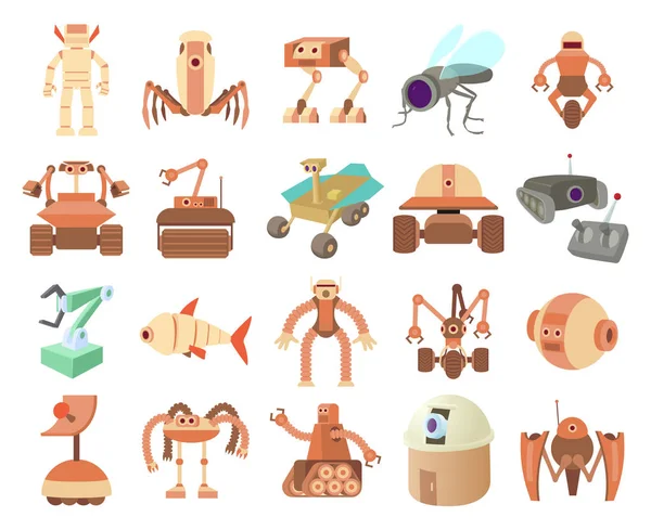 Robots pictogrammenset, cartoon stijl — Stockvector