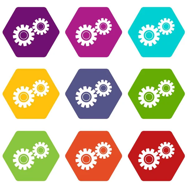 Två växlar ikonen Ange färg hexahedron — Stock vektor