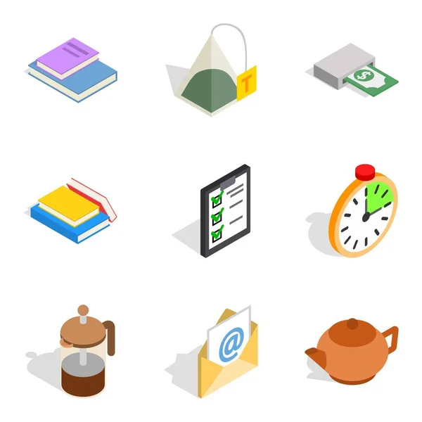 Begin werk iconen set, isometrische stijl — Stockvector