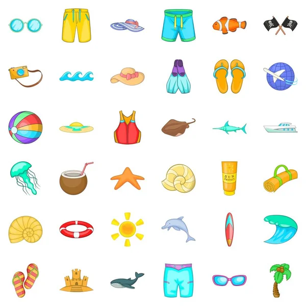 Conjunto de ícones de aqua do mar, estilo cartoon —  Vetores de Stock