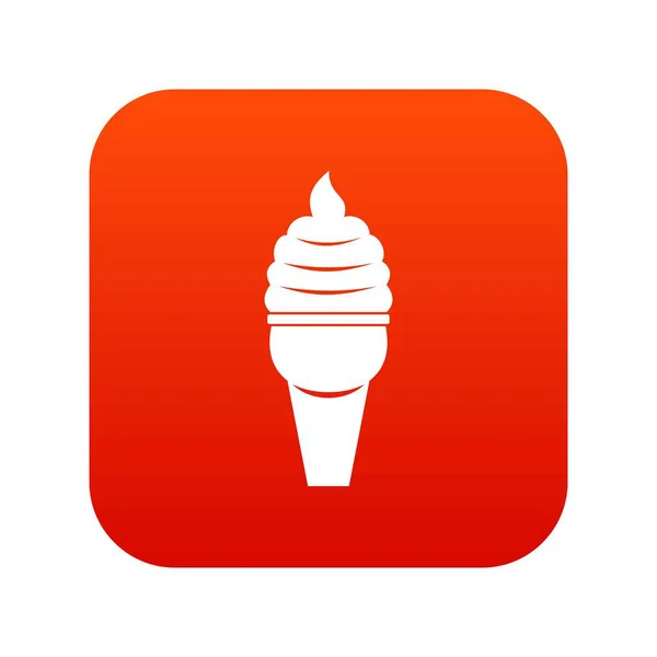 Морозиво у вафельному конусі цифровий червоний — стоковий вектор