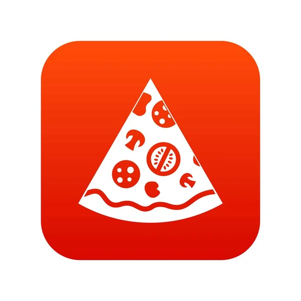 Ícone de fatia de pizza vermelho digital — Vetor de Stock