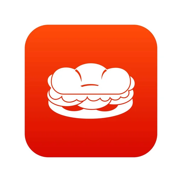 Icône burger numérique rouge — Image vectorielle