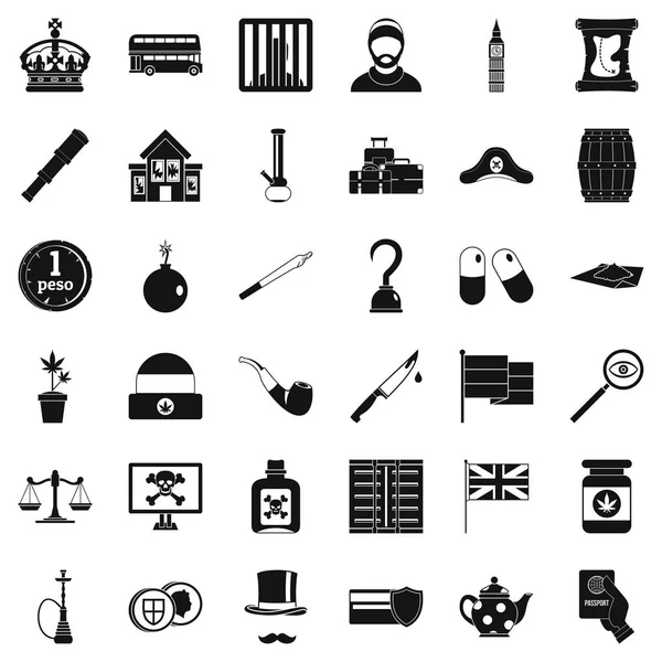 Ensemble d'icônes d'assaut, style simple — Image vectorielle